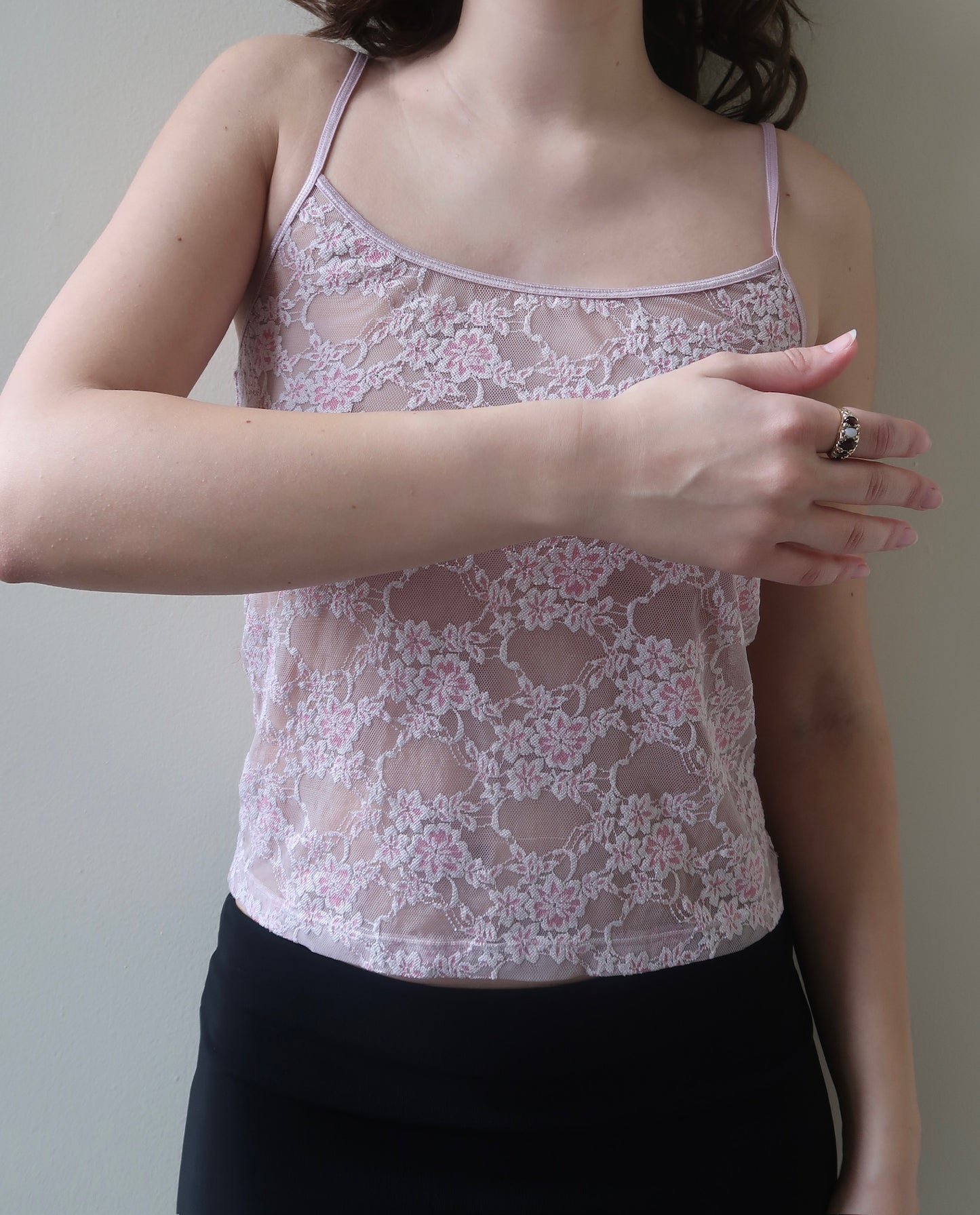 vintage pink lace top