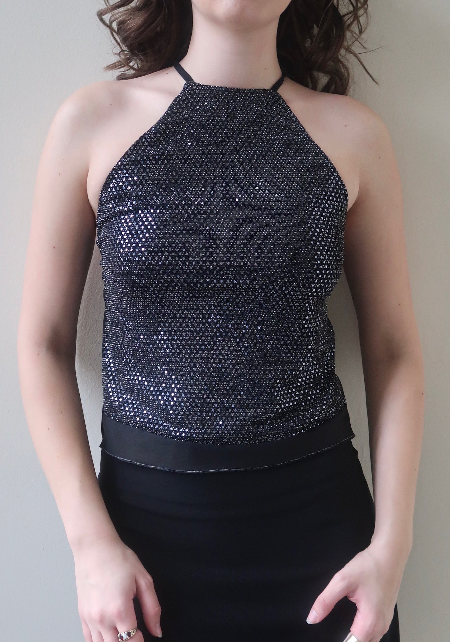vintage silver + black top