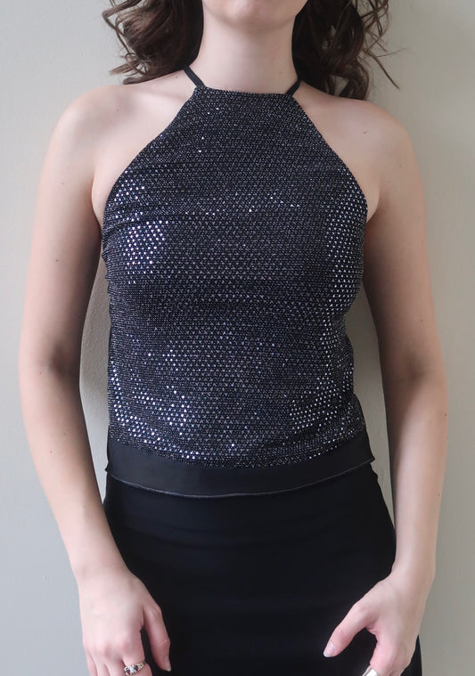 vintage silver + black top