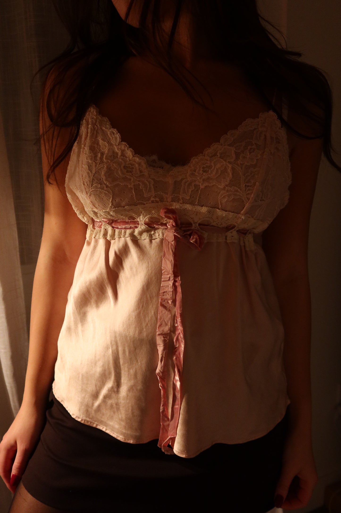 vintage 100% silk babydoll top