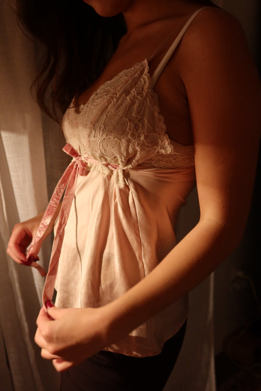 vintage 100% silk babydoll top